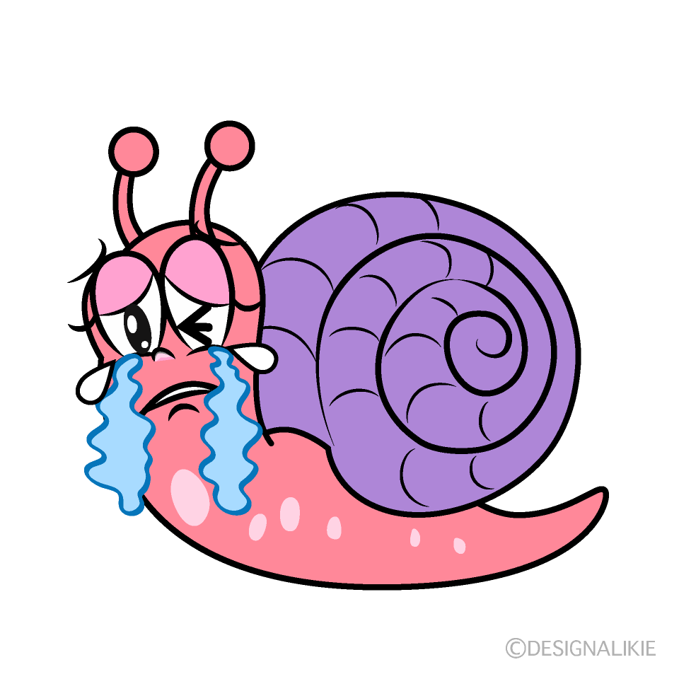 Crying Pink Snail Cartoon Character Image