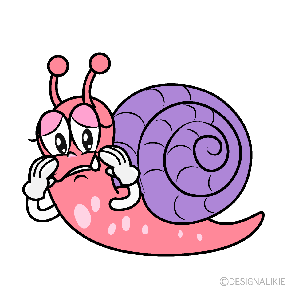 Sad Pink Snail Cartoon Character Image