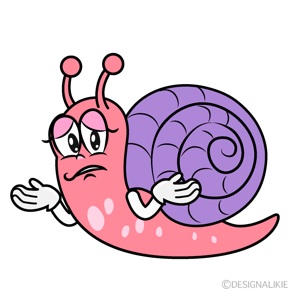 Troubled Pink Snail Cartoon Character Image