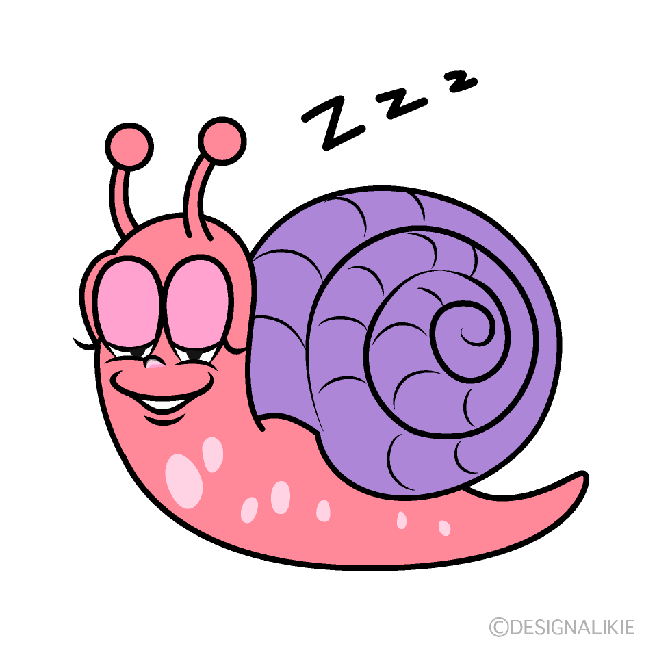 Sleeping Pink Snail Cartoon Character Image