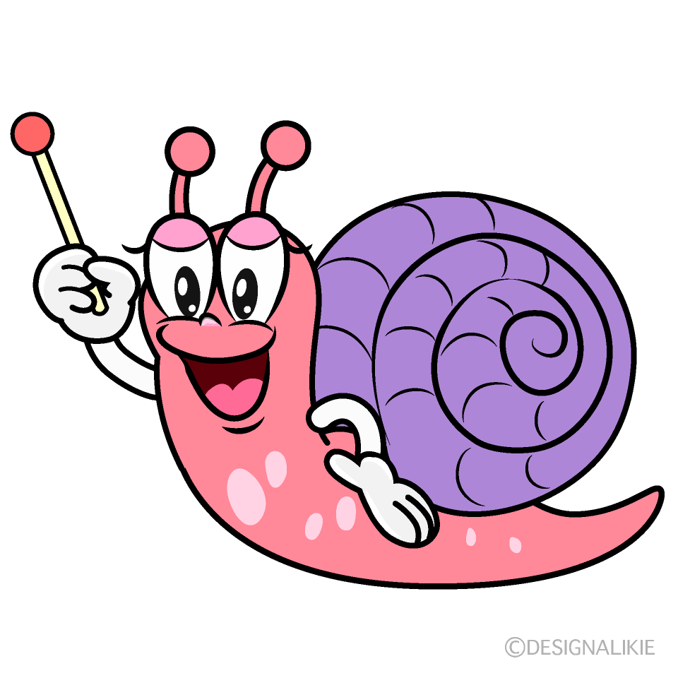 Speaking Pink Snail Cartoon Character Image