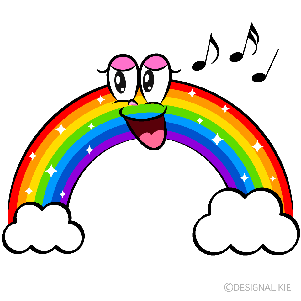 Singing Cloud Rainbow Cartoon Character Image