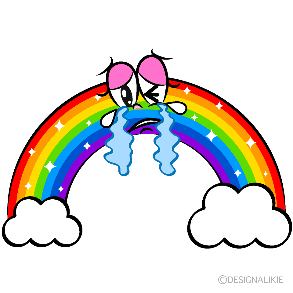 Crying Cloud Rainbow Cartoon Character Image