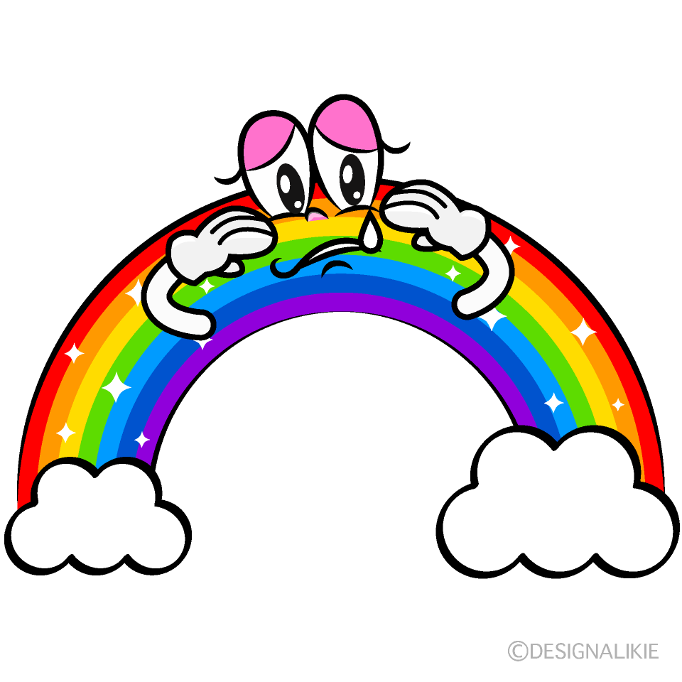 Sad Cloud Rainbow Cartoon Character Image