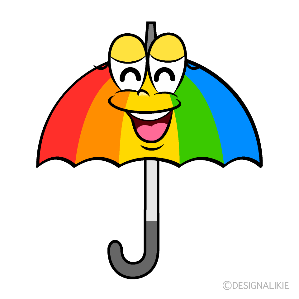 Smiling Rainbow Umbrella Cartoon Character Image