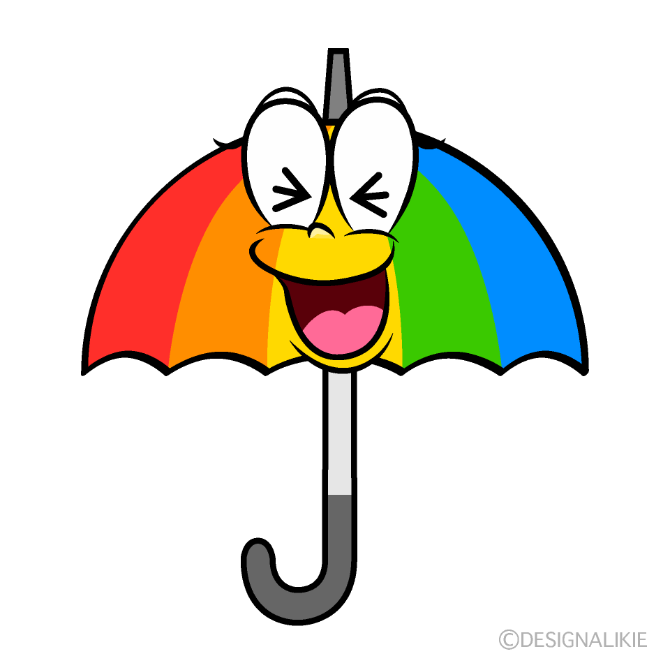 Laughing Rainbow Umbrella Cartoon Character Image