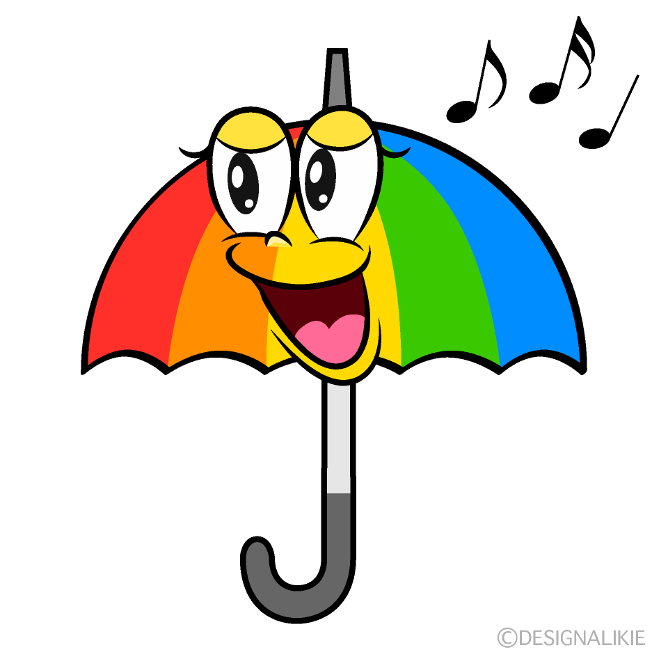 Singing Rainbow Umbrella Cartoon Character Image