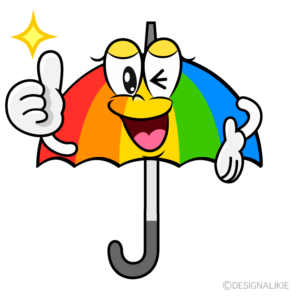 Thumbs up Rainbow Umbrella Cartoon Character Image