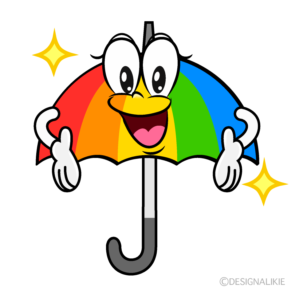 Glitter Rainbow Umbrella Cartoon Character Image