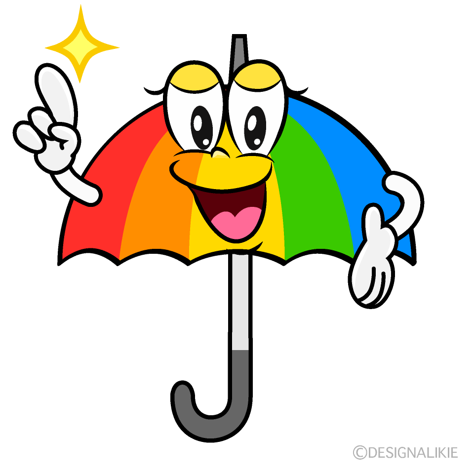 Posing Rainbow Umbrella Cartoon Character Image