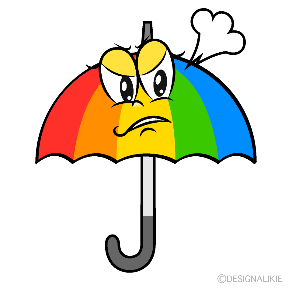 Angry Rainbow Umbrella Cartoon Character Image