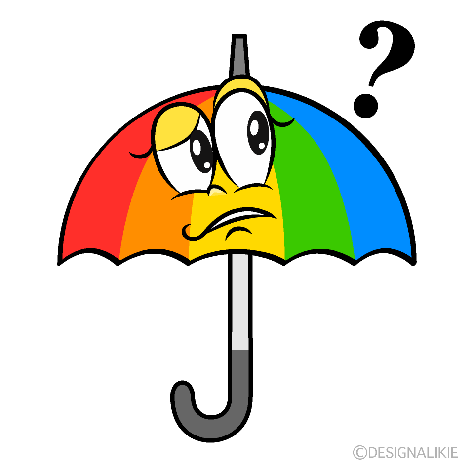 Thinking Rainbow Umbrella Cartoon Character Image