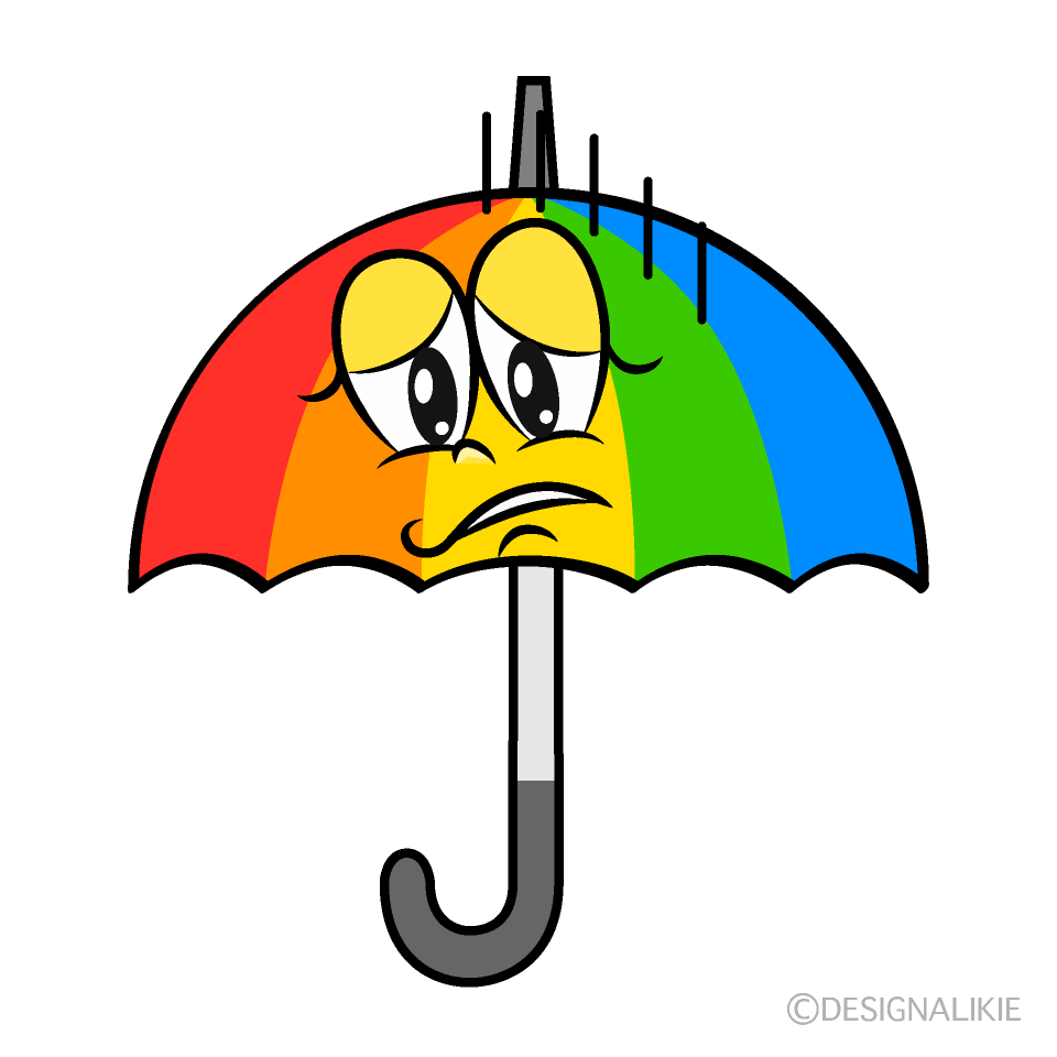 Depressed Rainbow Umbrella Cartoon Character Image