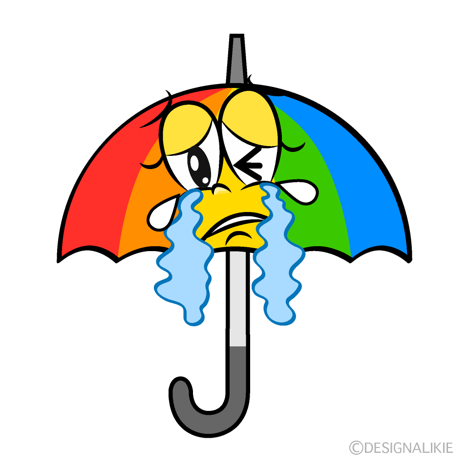 Crying Rainbow Umbrella Cartoon Character Image