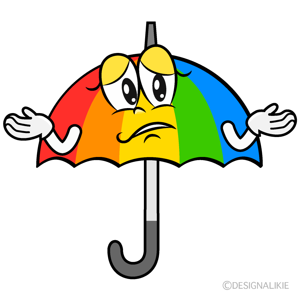 Troubled Rainbow Umbrella Cartoon Character Image