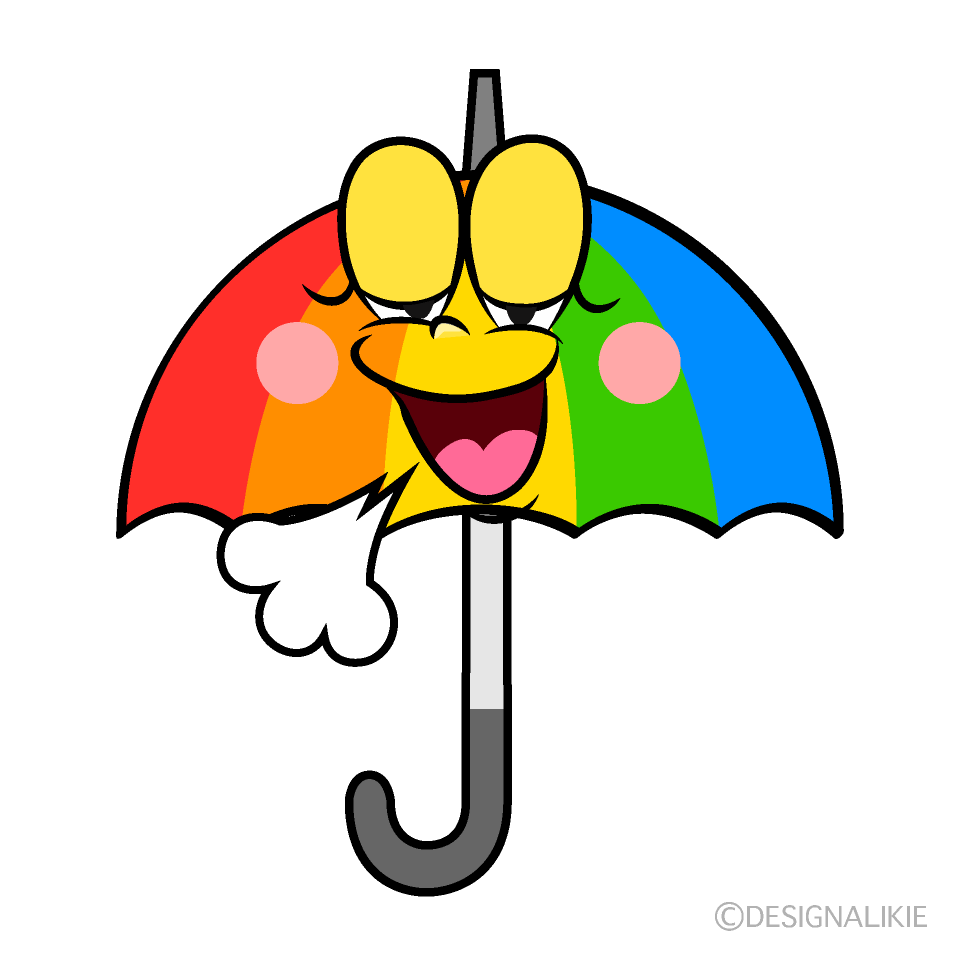 Relaxing Rainbow Umbrella Cartoon Character Image