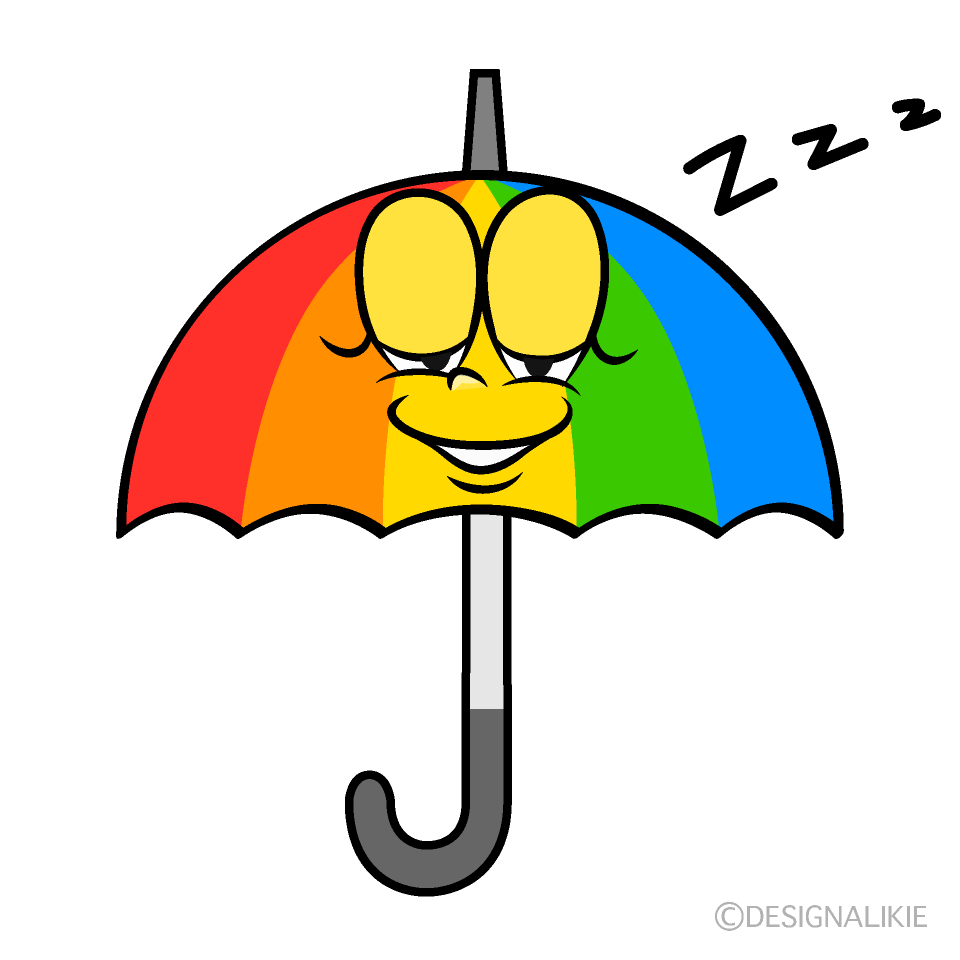 Sleeping Rainbow Umbrella Cartoon Character Image