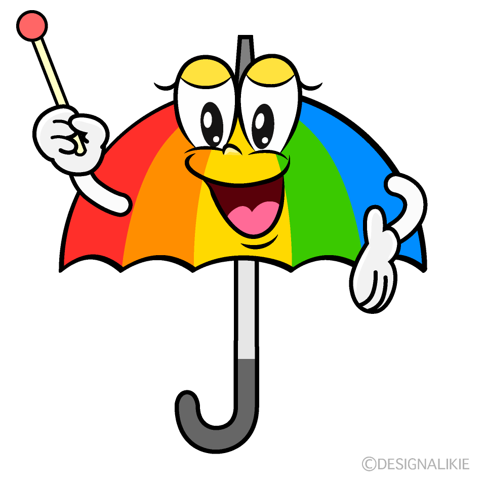 Speaking Rainbow Umbrella Cartoon Character Image