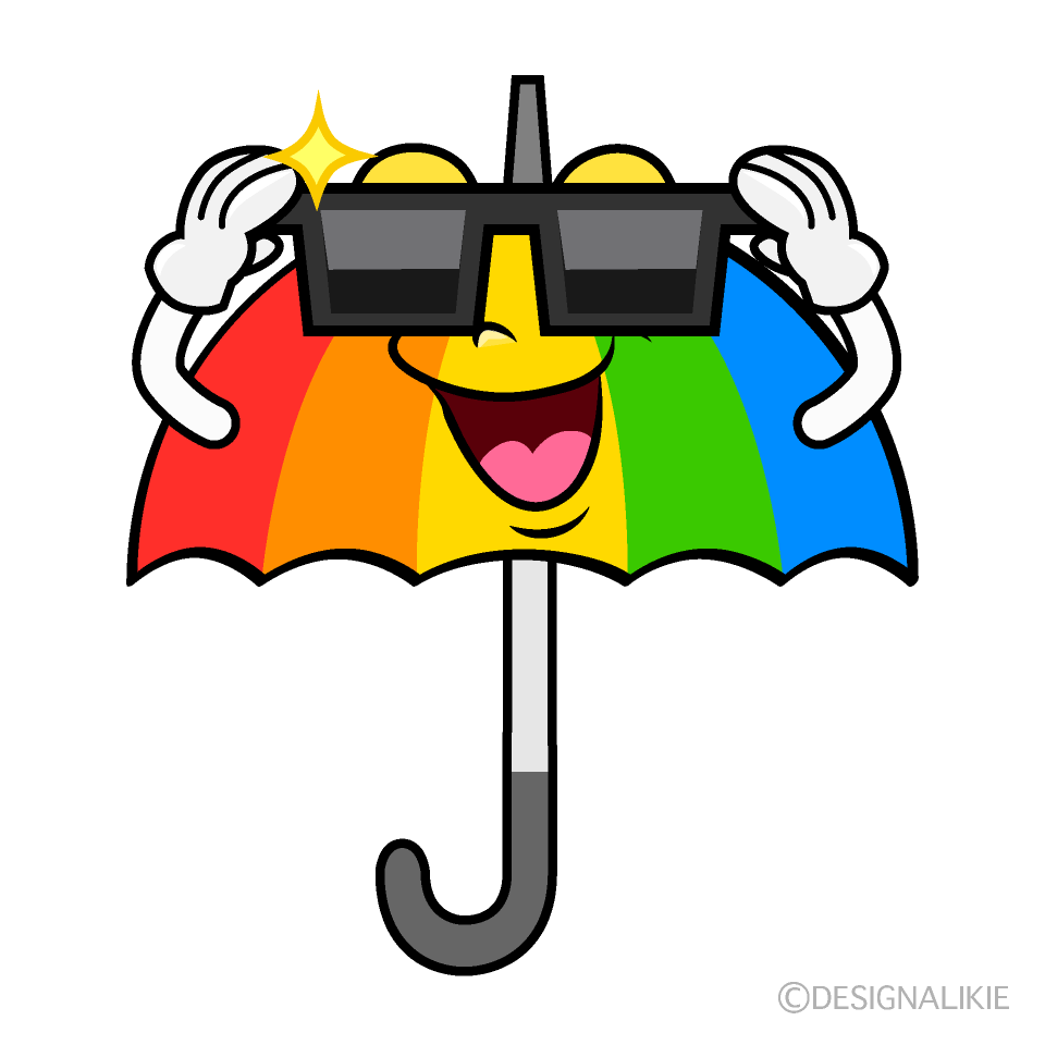 Cool Rainbow Umbrella Cartoon Character Image