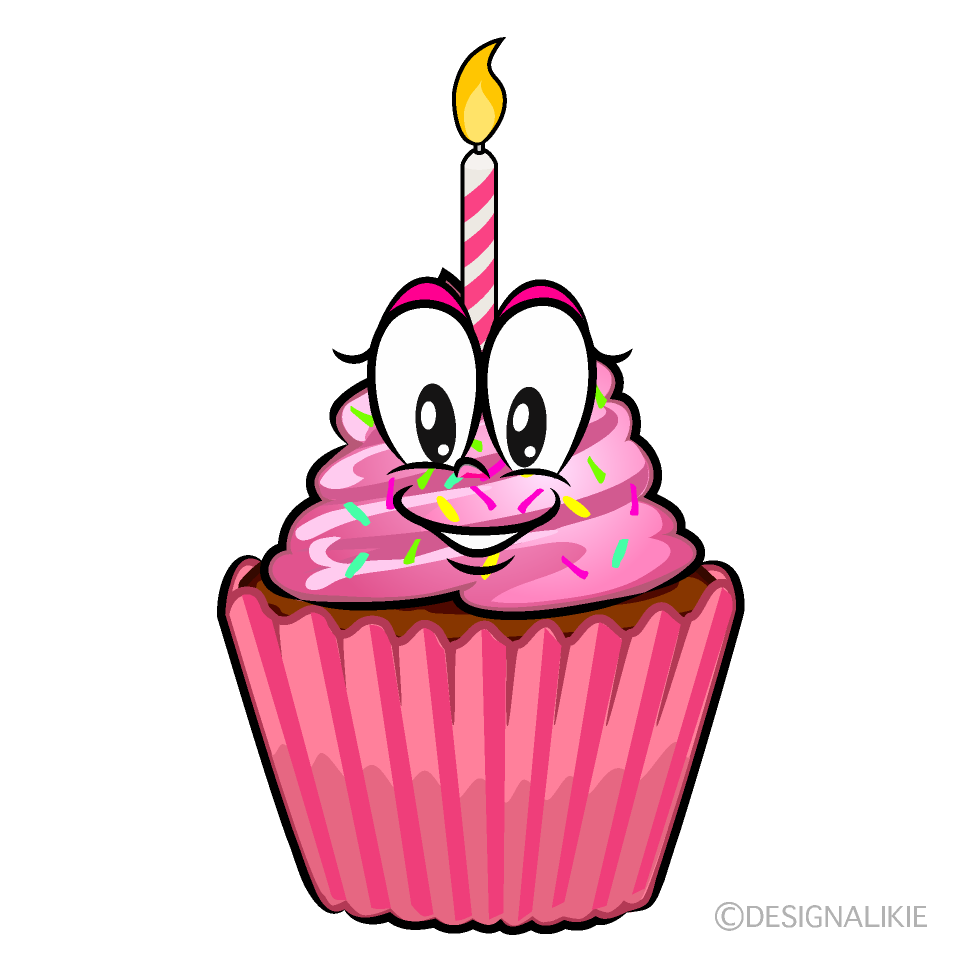 Birthday Cupcake Cartoon Character Image