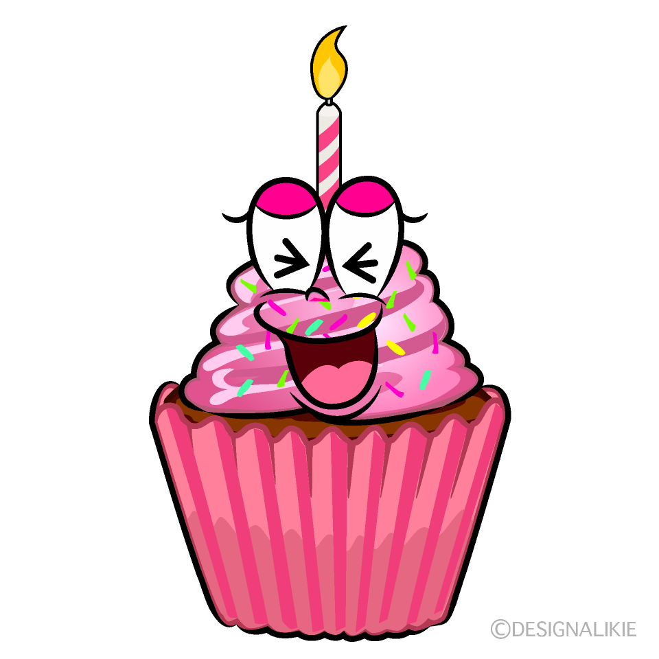 Laughing Birthday Cupcake Cartoon Character Image