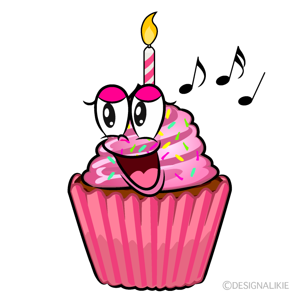 Singing Birthday Cupcake Cartoon Character Image