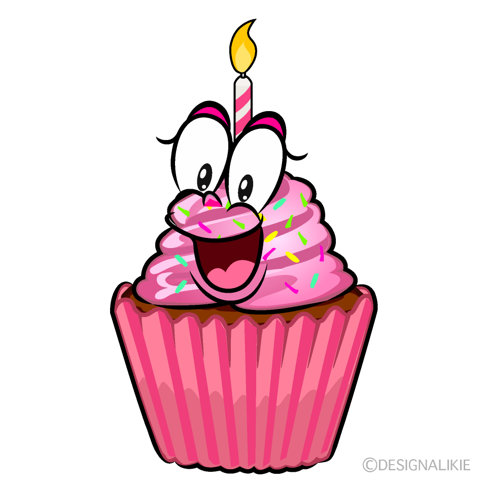 Surprising Birthday Cupcake Cartoon Character Image