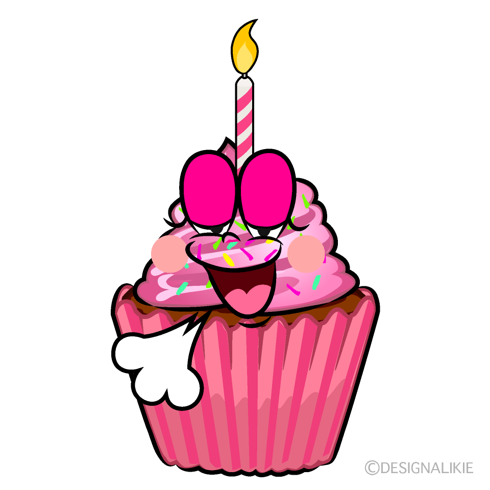 Relaxing Birthday Cupcake Cartoon Character Image