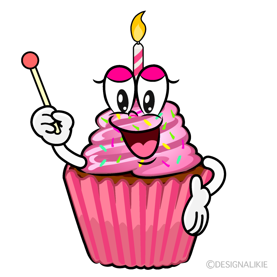 Speaking Birthday Cupcake Cartoon Character Image