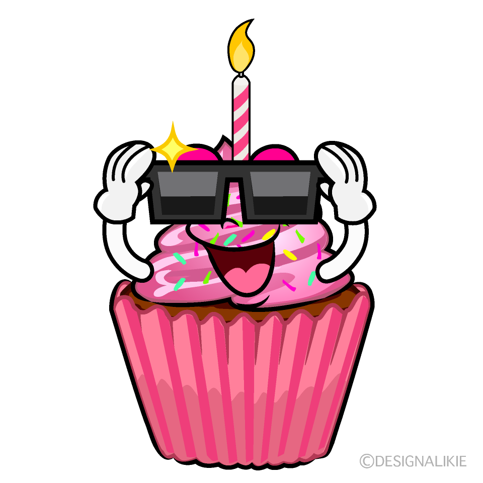 Cool Birthday Cupcake Cartoon Character Image