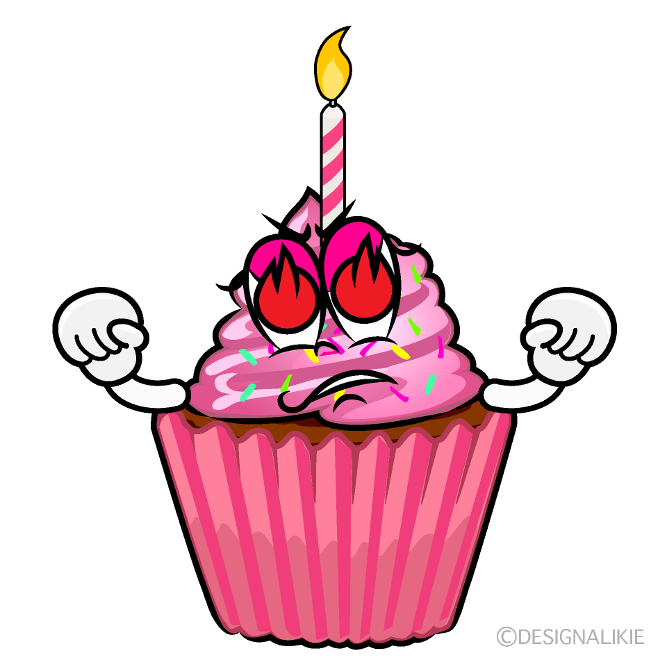 Enthusiasm Birthday Cupcake Cartoon Character Image