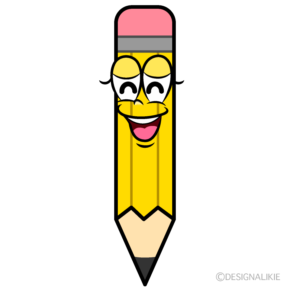 Smiling Yellow Pencil Cartoon Character Image