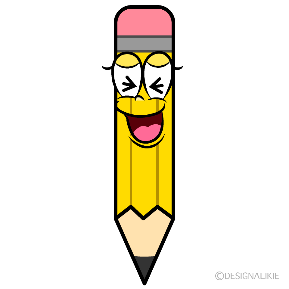 Laughing Yellow Pencil Cartoon Character Image