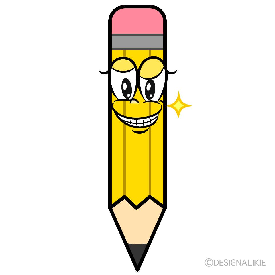 Grinning Yellow Pencil Cartoon Character Image