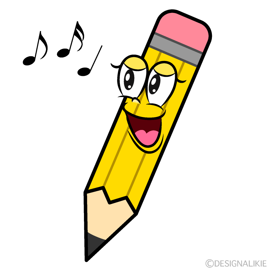 Singing Yellow Pencil Cartoon Character Image