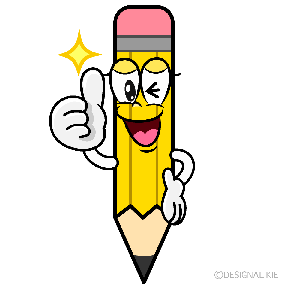 Thumbs up Yellow Pencil Cartoon Character Image