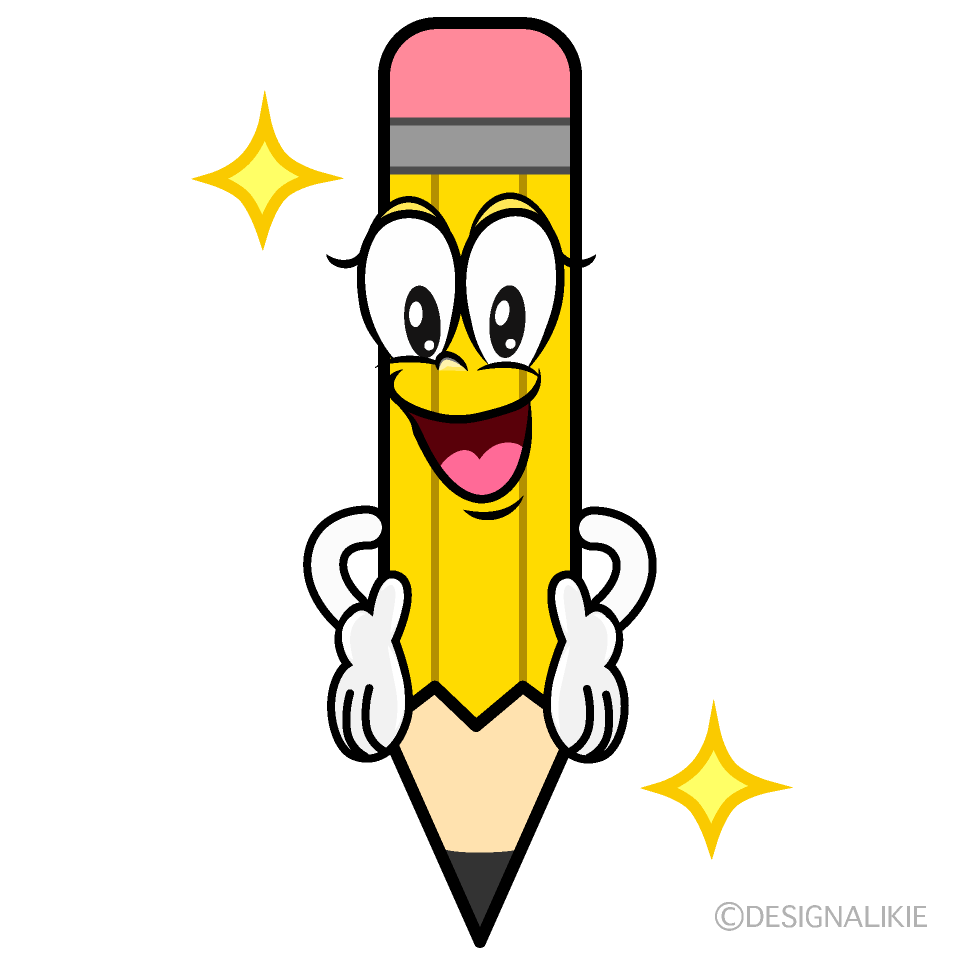 Glitter Yellow Pencil Cartoon Character Image