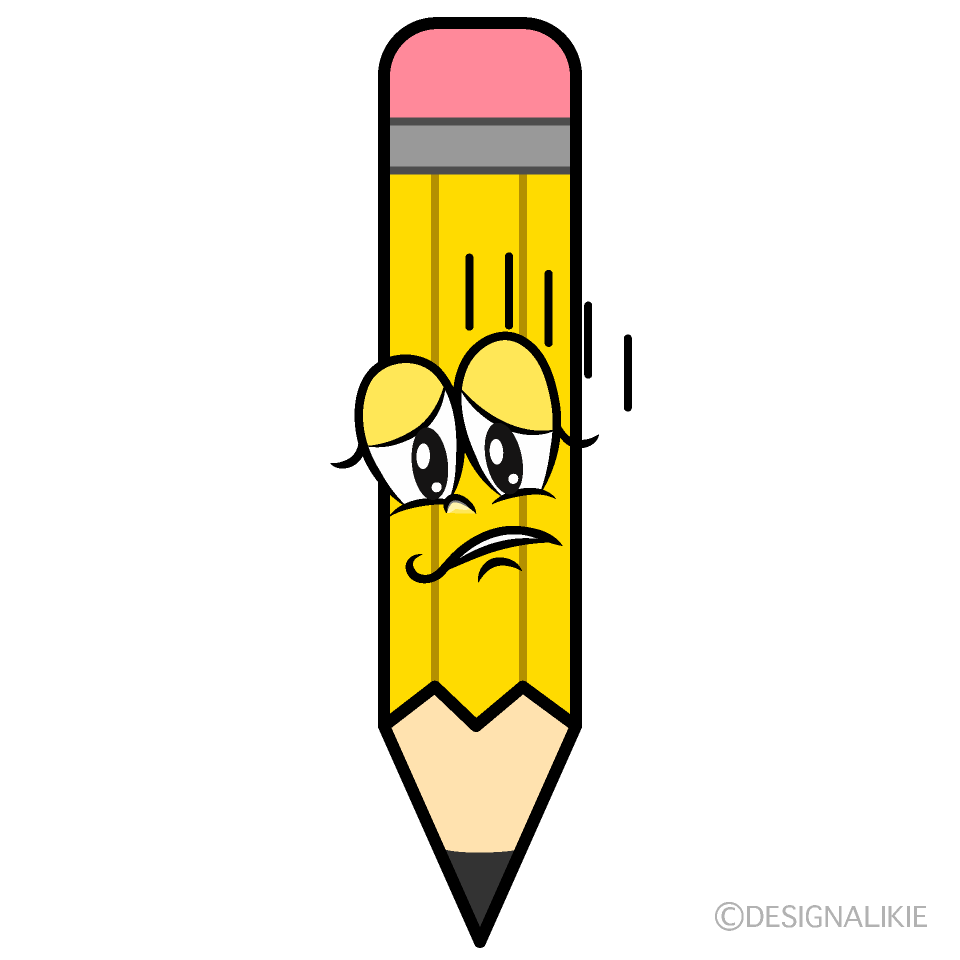 Depressed Yellow Pencil Cartoon Character Image