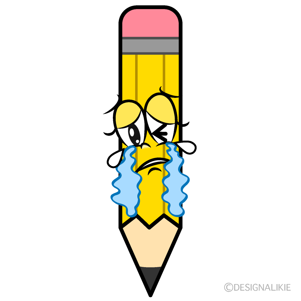 Crying Yellow Pencil Cartoon Character Image