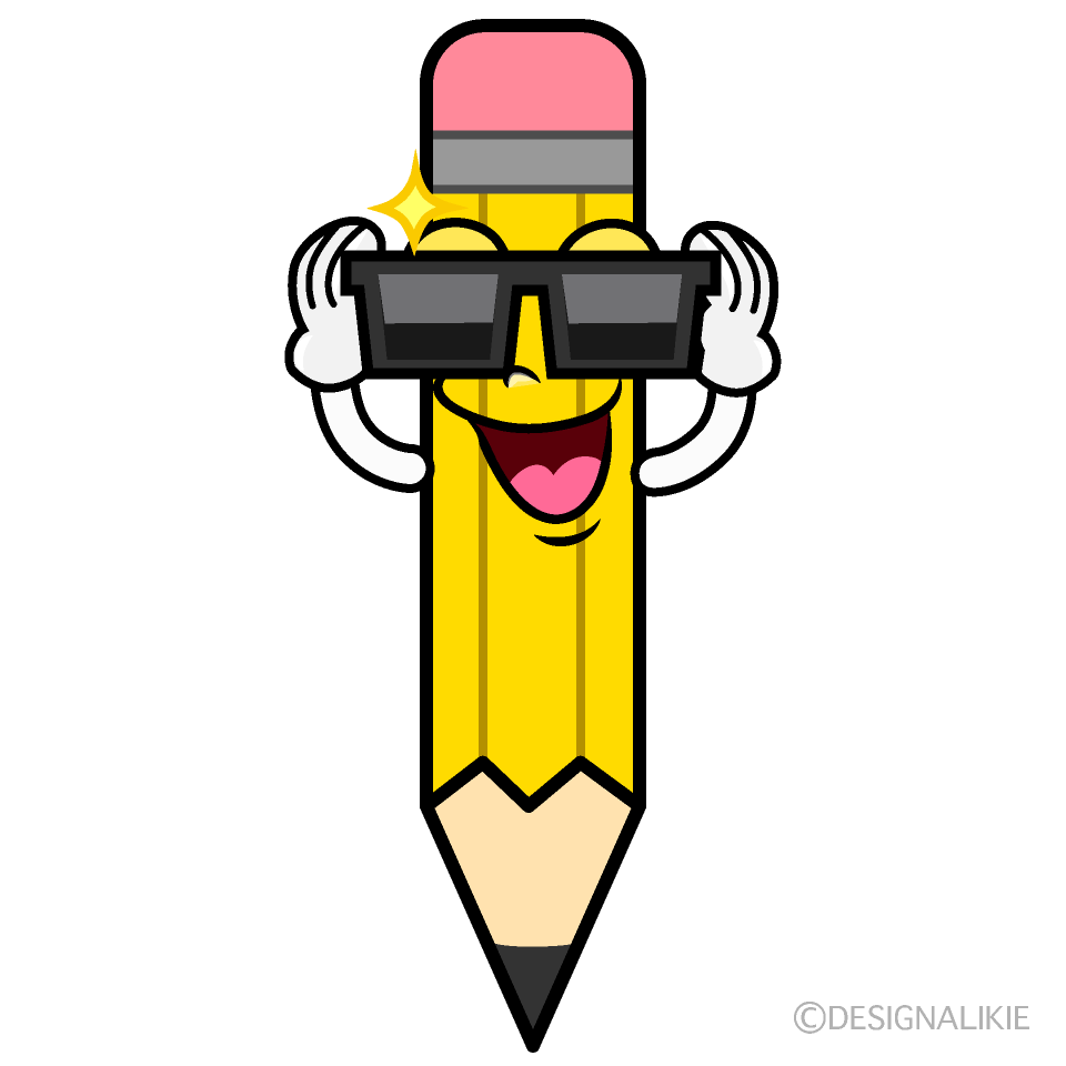 Cool Yellow Pencil Cartoon Character Image