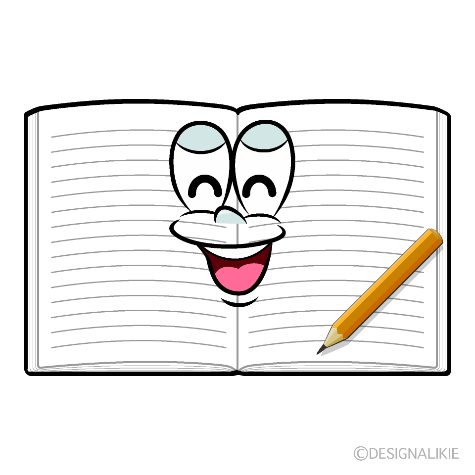 Smiling Open Notebook Cartoon Character Image