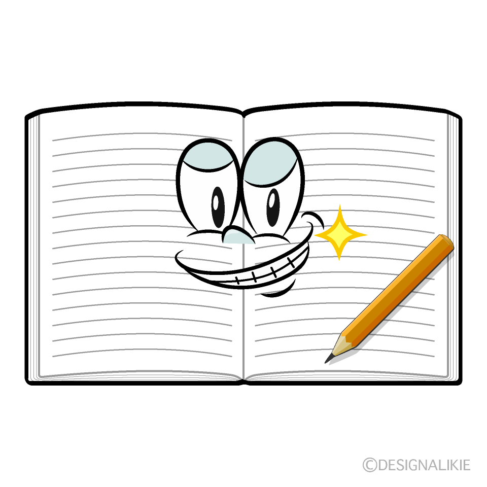 Grinning Open Notebook Cartoon Character Image