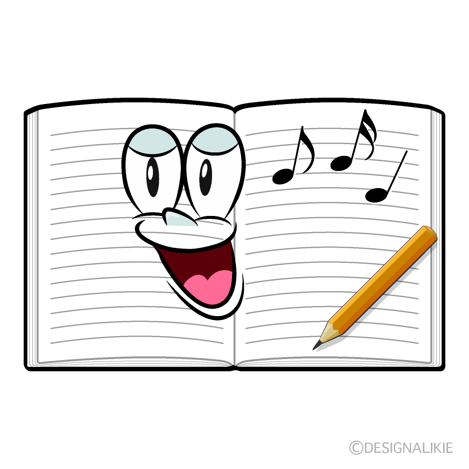 Singing Open Notebook Cartoon Character Image