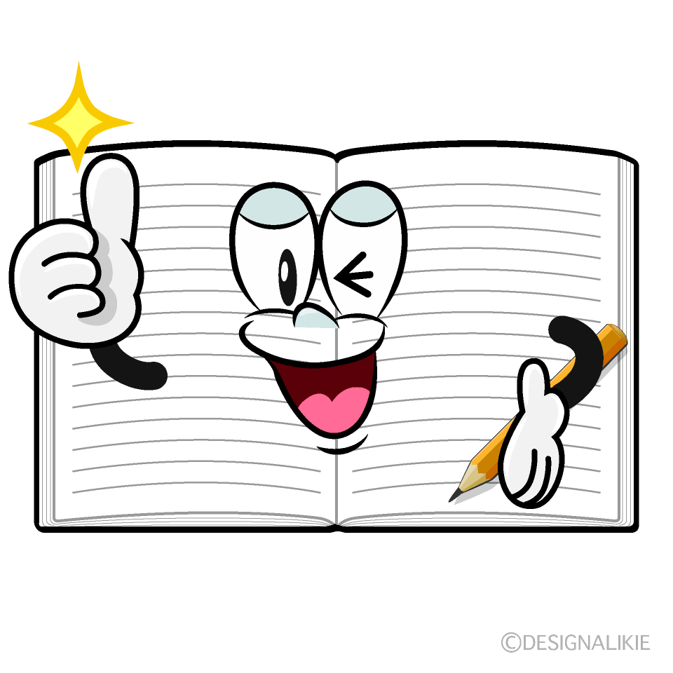 Thumbs up Open Notebook Cartoon Character Image