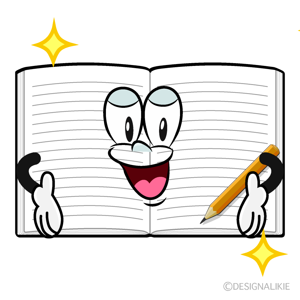 Glitter Open Notebook Cartoon Character Image