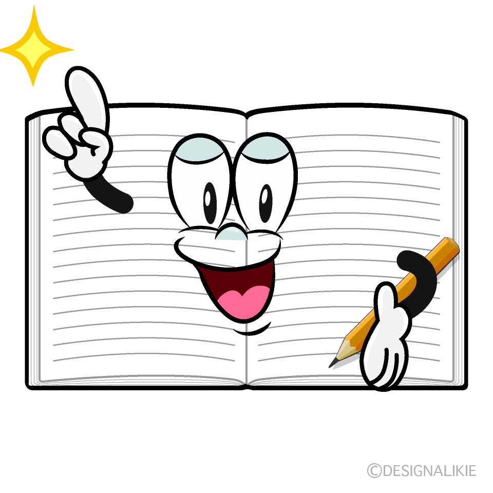 Posing Open Notebook Cartoon Character Image