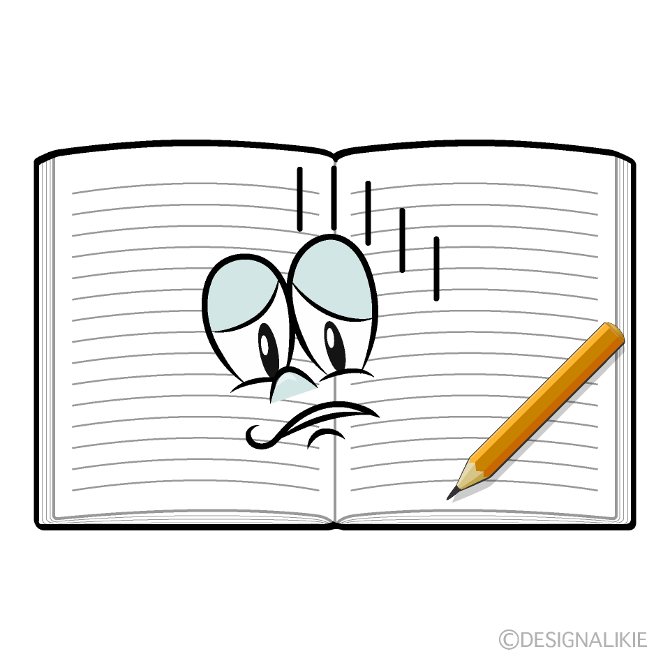 Depressed Open Notebook Cartoon Character Image