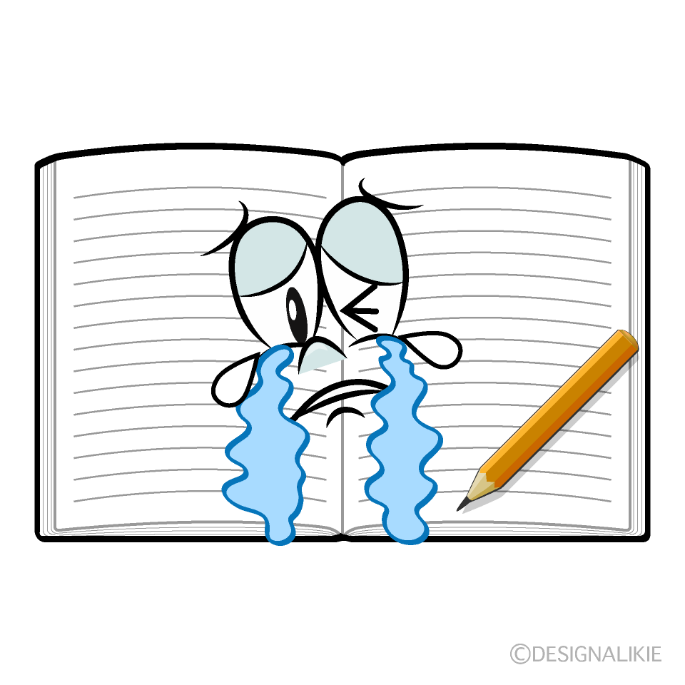 Crying Open Notebook Cartoon Character Image