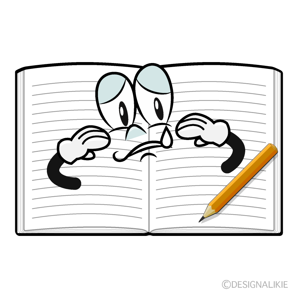 Sad Open Notebook Cartoon Character Image