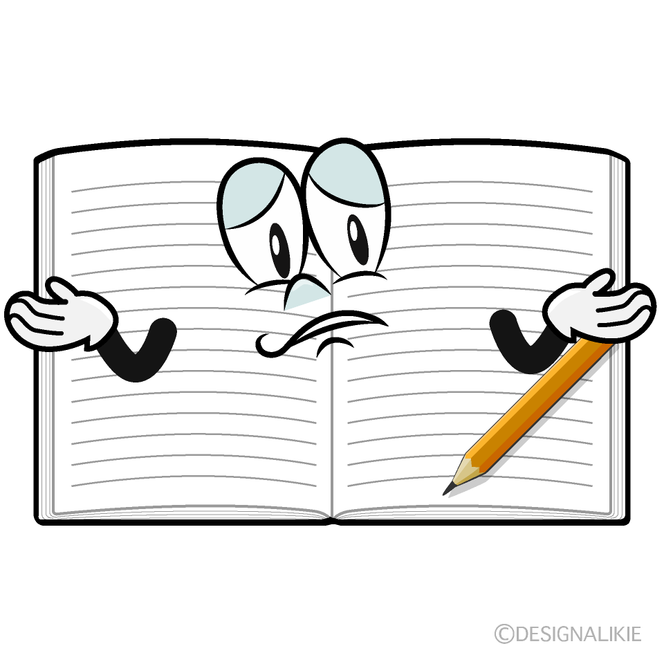 Troubled Open Notebook Cartoon Character Image